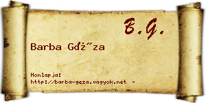 Barba Géza névjegykártya